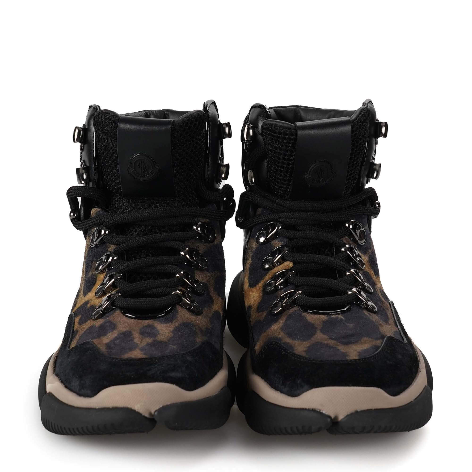 Moncler Leopard Print Nubuck and Leather Boots